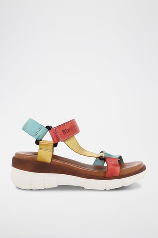 Leren Sandalen Blusandal - Rood, blauw en geel