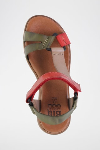 Leren Sandalen Blusandal - Rood, groen en roze