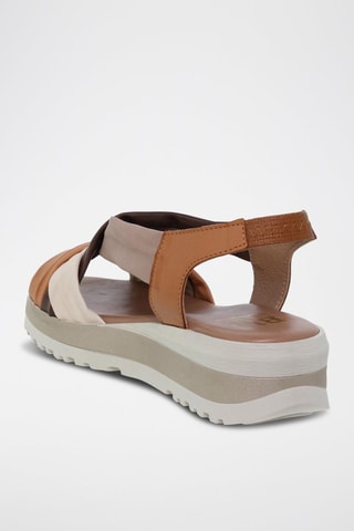 Leren Sandalen met Sleehak - Multicolor