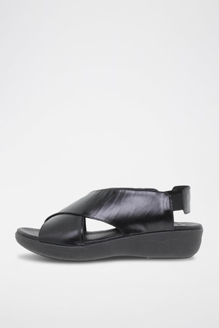Sandales compensées en cuir - Noir