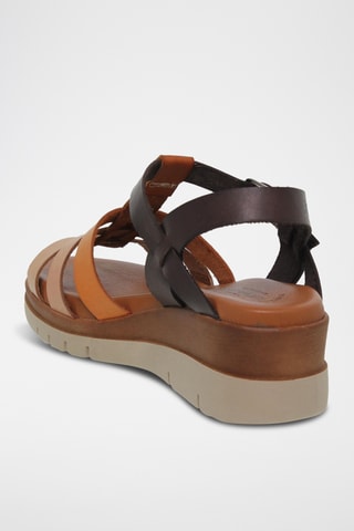 Leren Sandalen met Sleehak - Multicolor