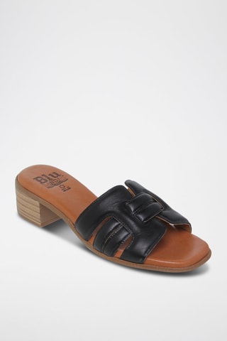 Mules à talons en cuir  Blusandal - Marron et noir