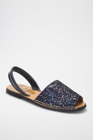 Sandales avarca en cuir Avarca Menorquina - Bleu et noir