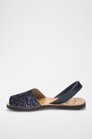 Sandales avarca en cuir Avarca Menorquina - Bleu et noir