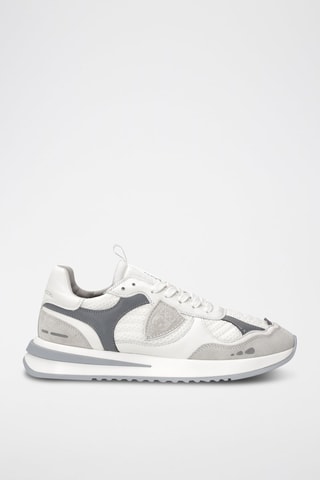 Baskets en cuir Olympique - Blanc et gris
