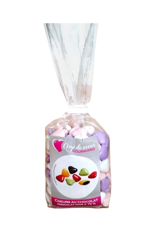 2 x Cœurs choco 70% cacao - Blanc, rose et violet - 220 g
