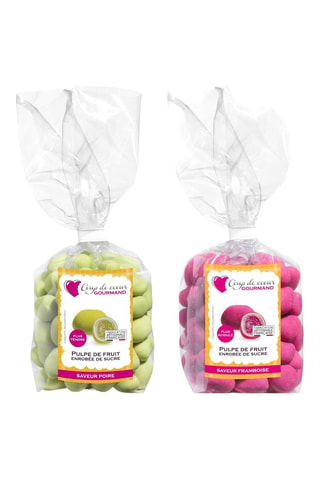 2 x Dragée fruitée - Framboise - 220 g et 2 x Dragées fruitées - Poire - 220 g