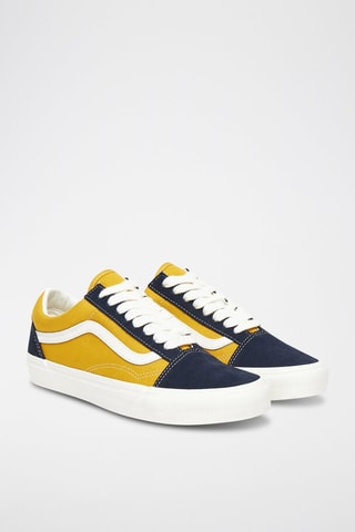 Baskets en cuir Old Skool - Jaune et bleu marine - Vans
