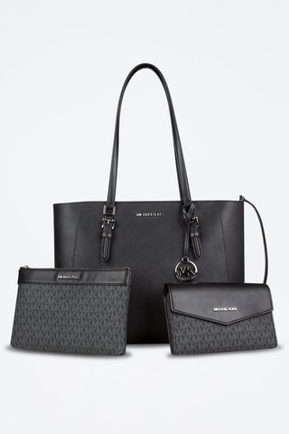 Shopper en 2 Clutches van Leer - Donkerbruin