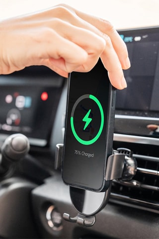 Telefoonoplader en -houder voor in de auto. Zwart