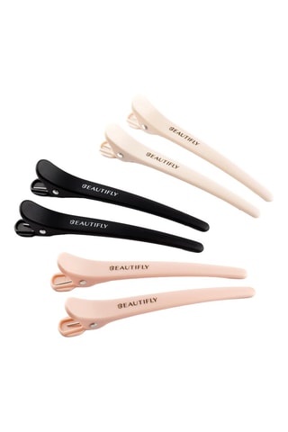 6 Haarspelden Beautifly - Beige, roze en zwart