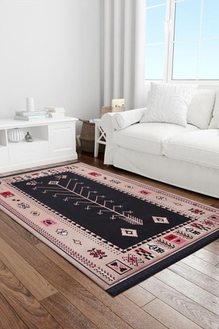 Vloerkleed - Beige en Zwart - 120 x 180 cm