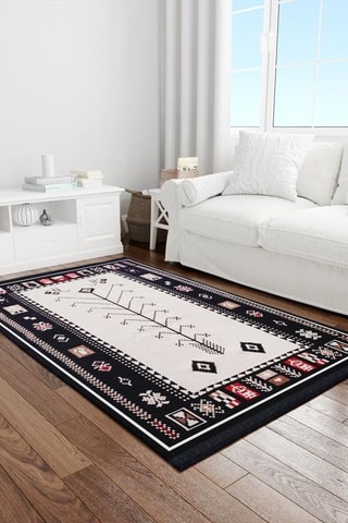 Vloerkleed - Beige en Zwart - 120 x 180 cm