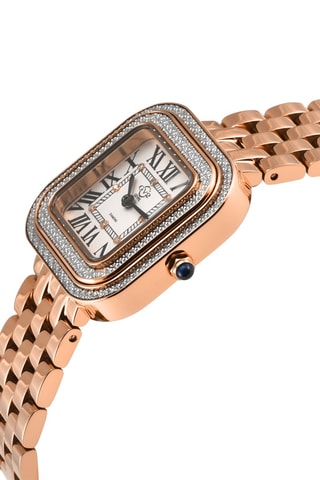 Relógio de quartzo em aço banhado a ouro rosa e diamantes Bellagio - Dourado-rosa