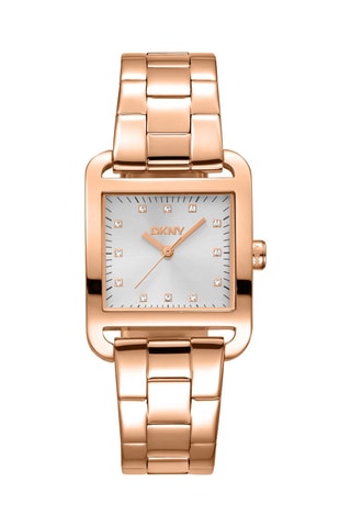 Reloj de cuarzo de acero Iconic - Rosa dorado y blanco