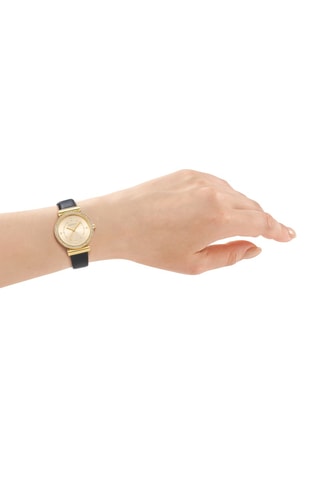 Reloj de cuarzo de piel - Negro y dorado