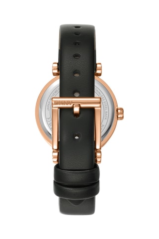 Reloj de cuarzo de piel - Negro y rosa dorado