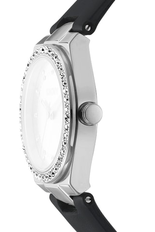 Reloj de cuarzo de piel - Negro y plateado
