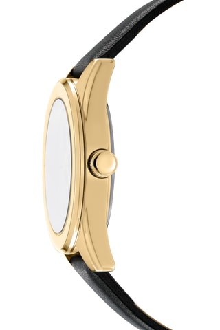 Reloj de cuarzo de piel - Negro y dorado