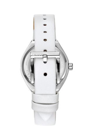 Reloj de cuarzo de piel - Blanco y plateado