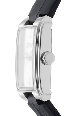 Reloj de cuarzo de piel - Negro y plateado