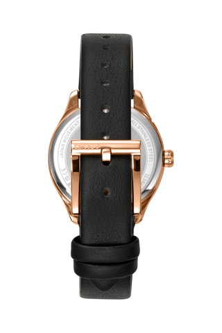 Reloj de cuarzo de piel - Negro y rosa dorado