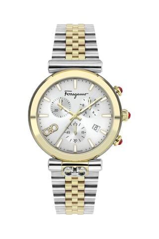 Montre à quartz en plaqué or jaune - Chronographe