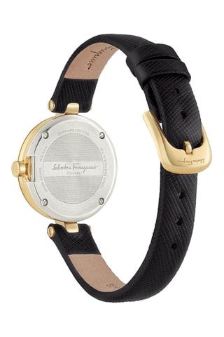 Montre à quartz en cuir - Noir et doré