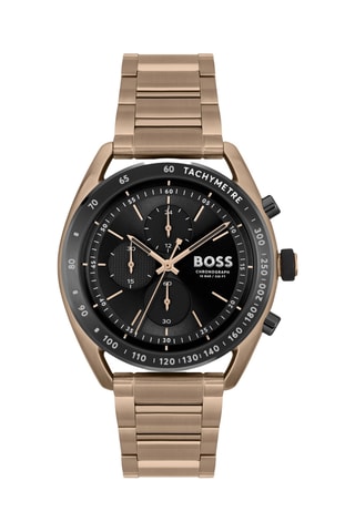 Montre à quartz en acier plaqué ion or jaune - Chronographe et tachymètre - Doré et noir