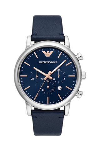 Montre à quartz en cuir  - Chronographe - Noir et argenté