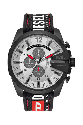 Montre à quartz en nylon et silicone - Chronographe - Noir et argenté
