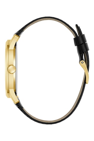 Montre à quartz en cuir - Noir et doré