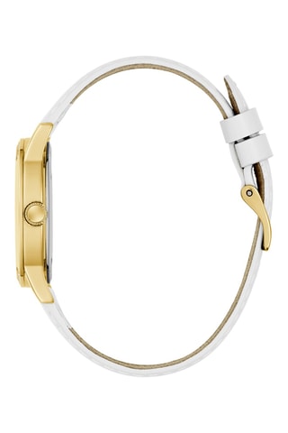 Montre à quartz en cuir - Blanc et doré