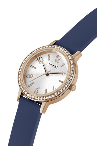 Montre à quartz en cuir véritable - Bleu et doré