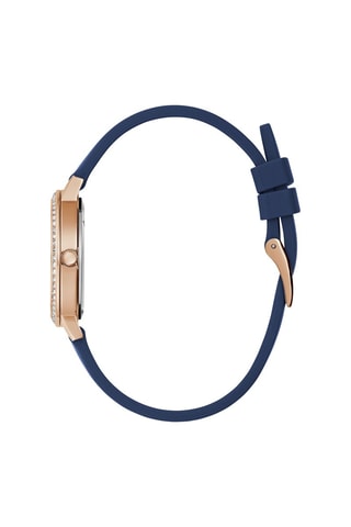 Montre à quartz en cuir véritable - Bleu et doré