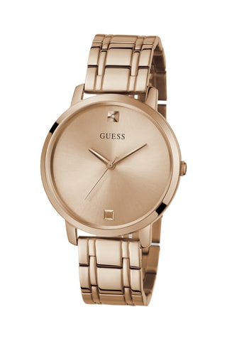 Montre à quartz en acier et diamant - Doré