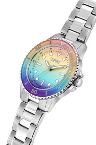 Montre à quartz en acier - Argenté et jaune