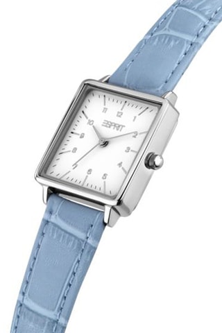 Montre à quartz en cuir - Bleu et argenté