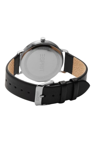 Montre à quartz en cuir - Noir et argenté
