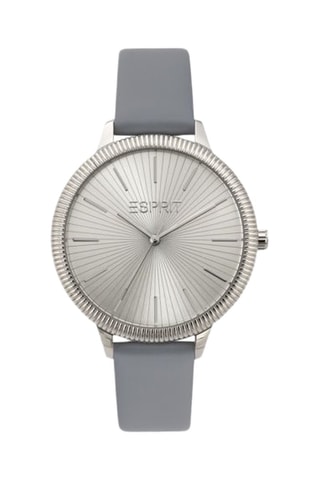 Montre à quartz en cuir - Gris et argenté