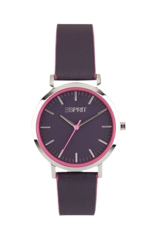 Montre à quartz en cuir - Violet et rose