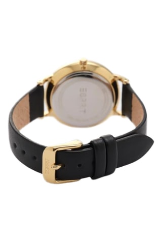 Montre à quartz en cuir - Noir et doré