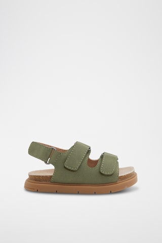 Sandalias de piel de serraje - Caqui