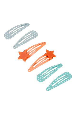 3 pares de pinzas para el pelo - Naranja y celeste