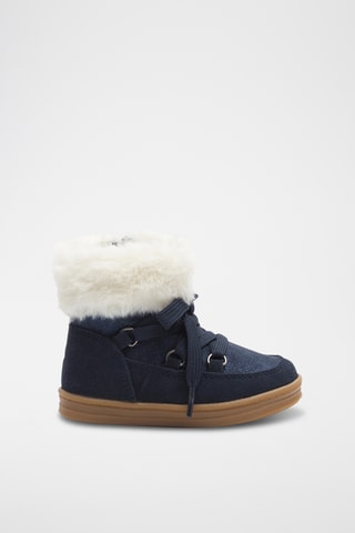 Botines de piel de serraje forrados - Azul marino