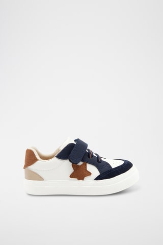 Zapatillas de piel de serraje - Blanco y azul marino