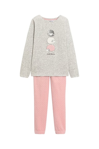 Pijama - Gris jaspeado y rosa - Okaïdi