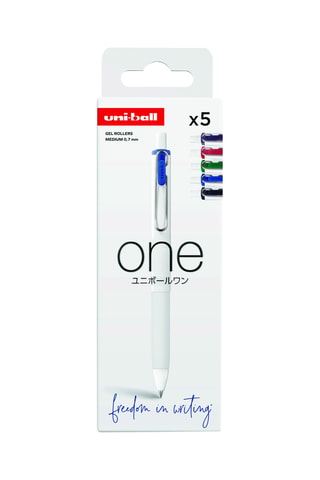 5 stylos à encre gel One Uniball - 0,7 mm