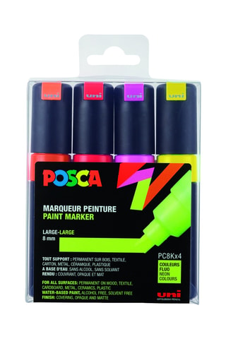 Set de 4 marqueurs fluo PC-8K Posca - 8 mm