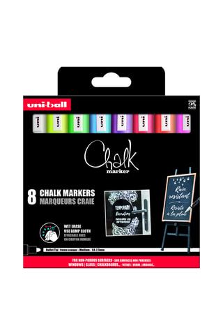 8 marqueurs craie Uniball - 1,8 à 2,5 mm